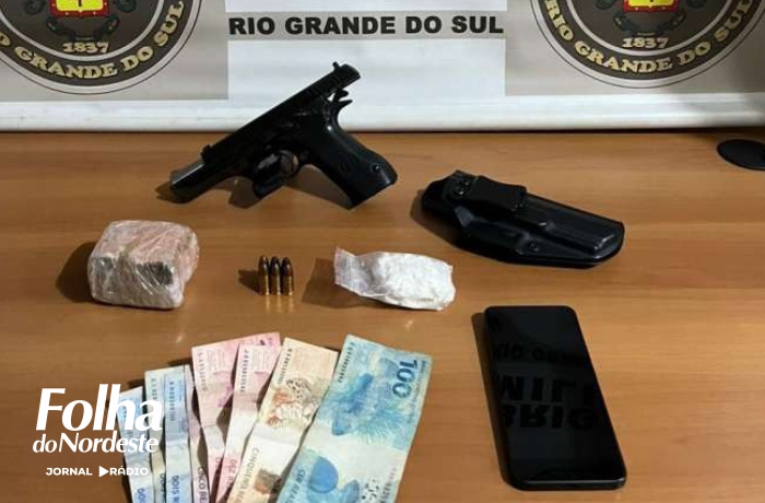 Homem é preso com arma e drogas durante abordagem da Brigada Militar em Tapejara
