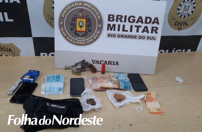 BM efetua prisão de duas mulheres por furto e um homem por tráfico de entorpecentes e posse ilegal de arma de fogo em Vacaria