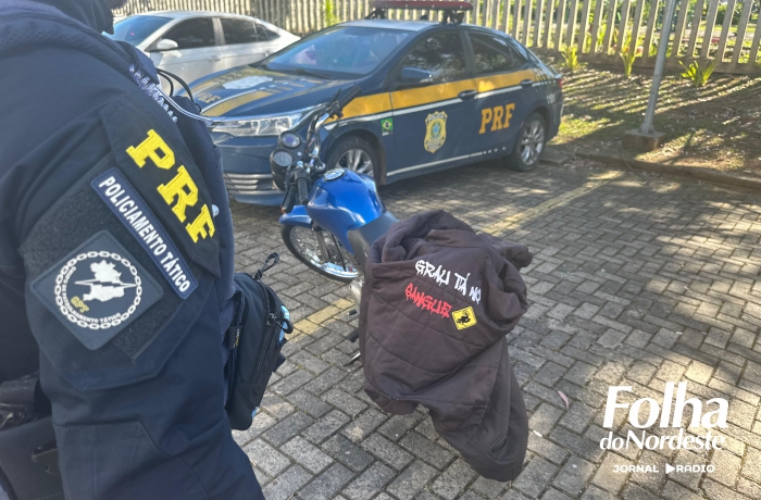 PRF prende criminoso em moto com motor roubado e placa clonada