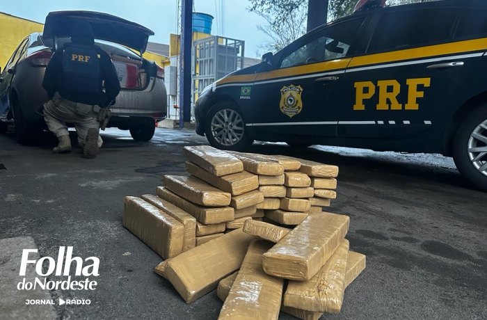 PRF prende traficante com carro roubado e mais de seiscentos quilos de maconha