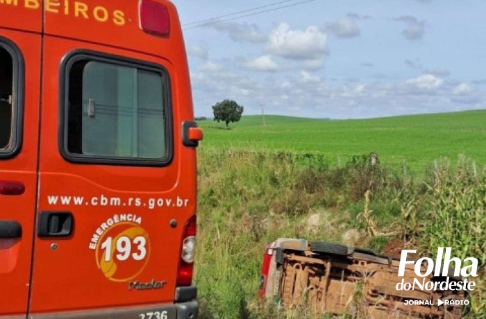 Três pessoas ficam feridas em capotamento na ERS-126, em Ibiaçá
