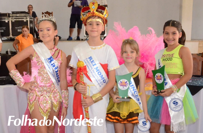 Isadora de Godoi Melo é a nova Rainha. Luigi Scalabrin Barreto, o Rei Momo do Carnaval Infantil 2023