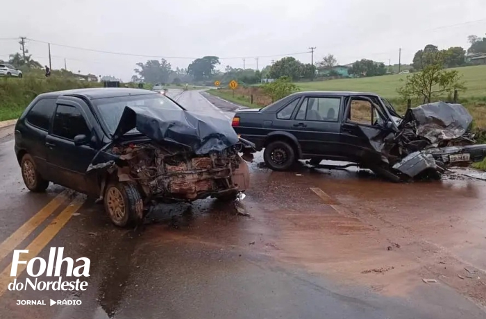 Colisão frontal deixa dois feridos na BR-470, em Barracão
