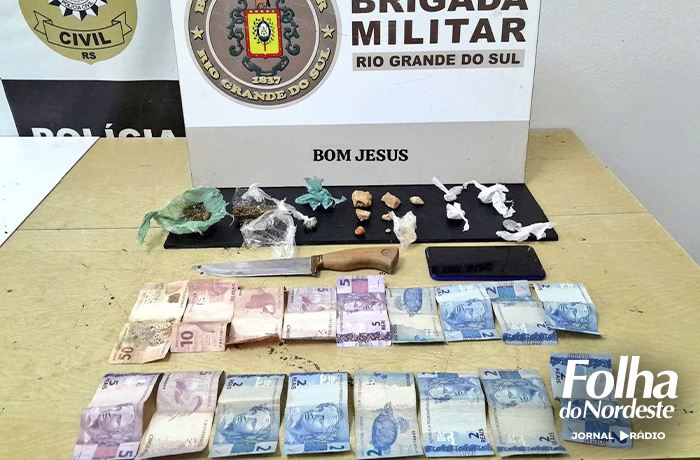 Brigada Militar prende dois homens por tráfico de drogas em Bom Jesus