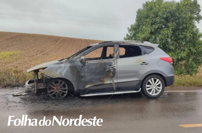 Veículo pega fogo em rodovia Ibiaçá/Tapejara